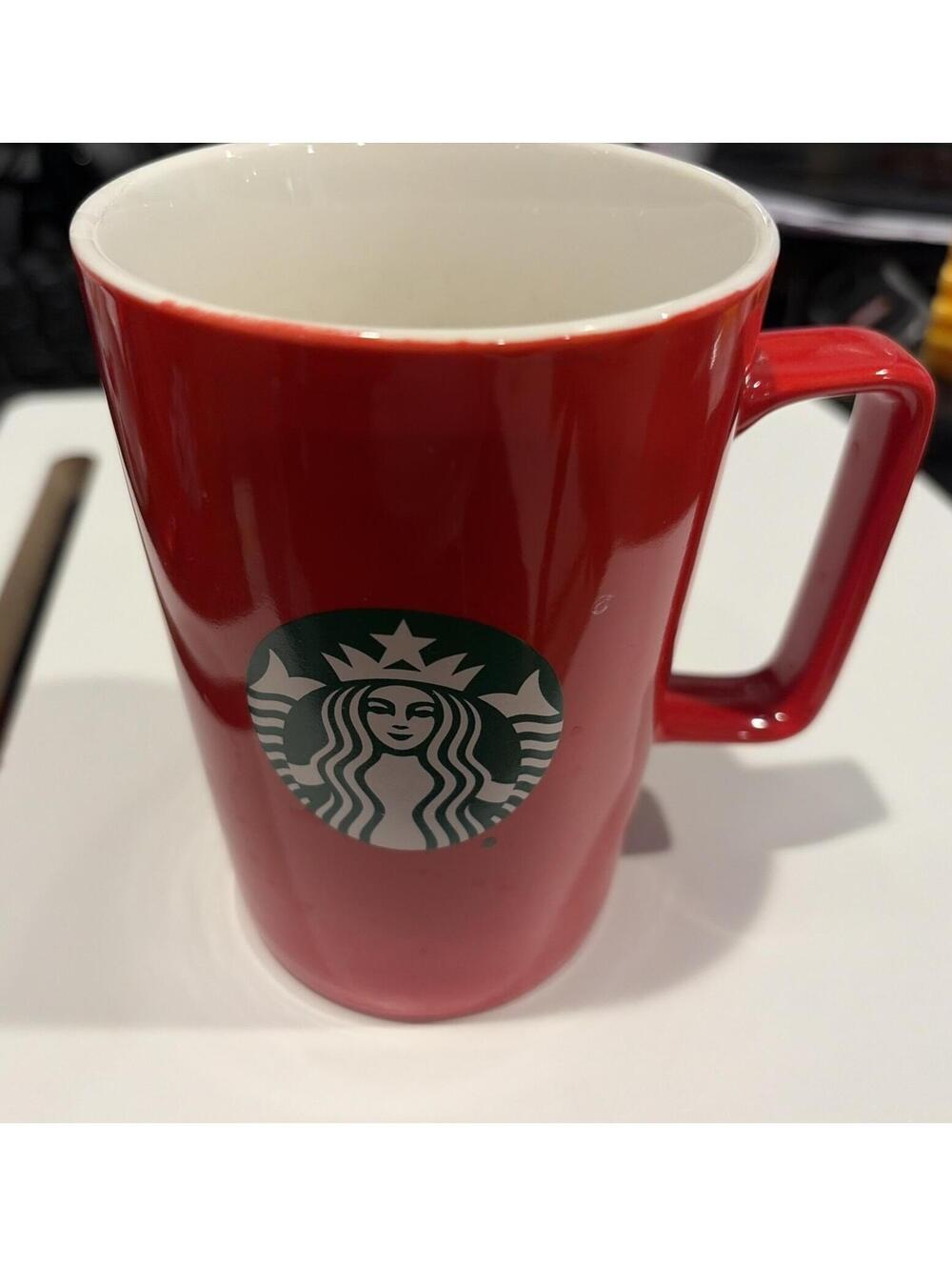 Starbucks 2021 Red Classic Mermaid Green Logo Coffee Cup/Mug 12 oz. Great Used